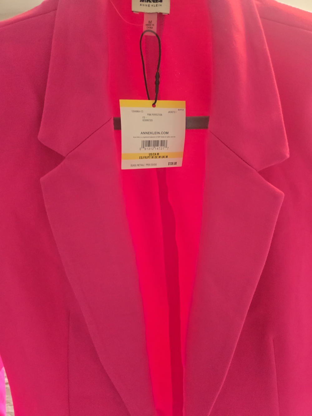 Anne Klein Bright Pink Tailored Blazer